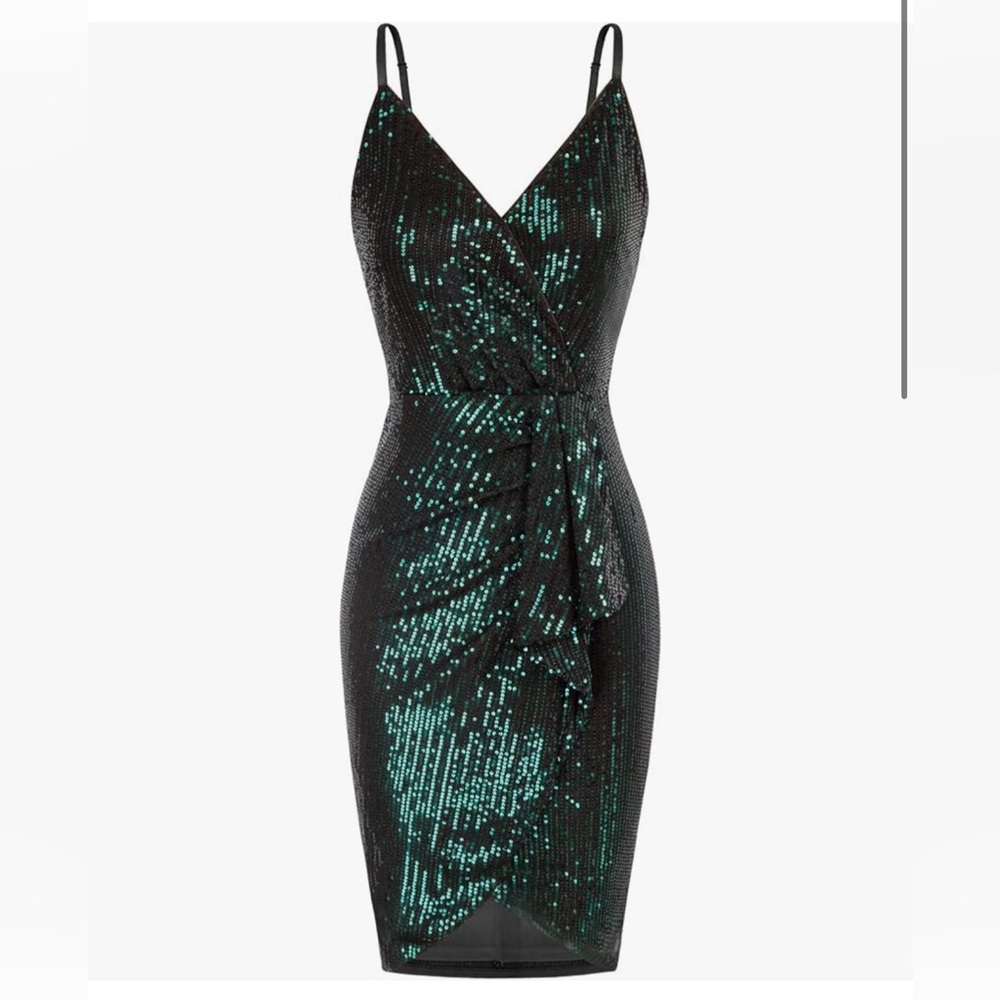 Dark green fancy sequin dress